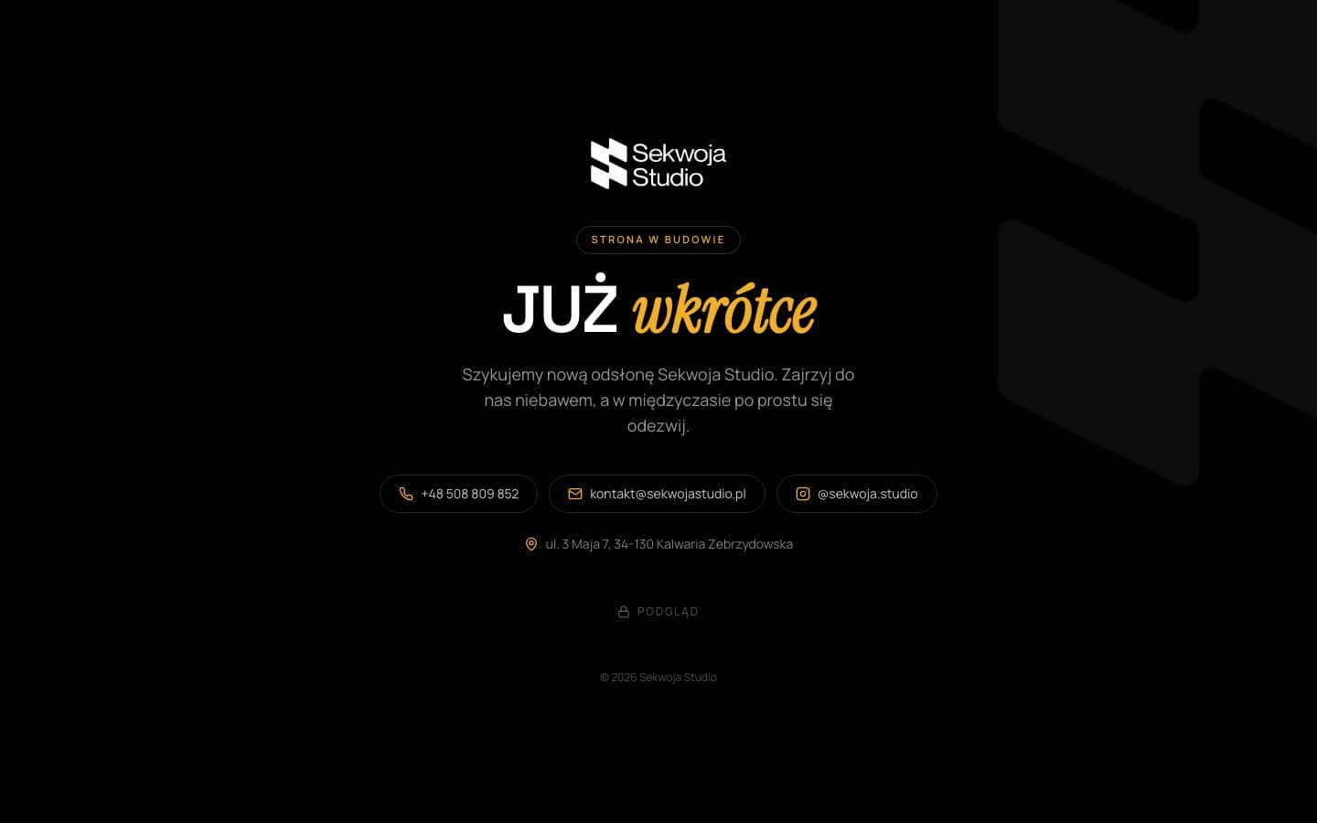 Strona Sekwoja Studio z zapowiedzią nowej odsłony